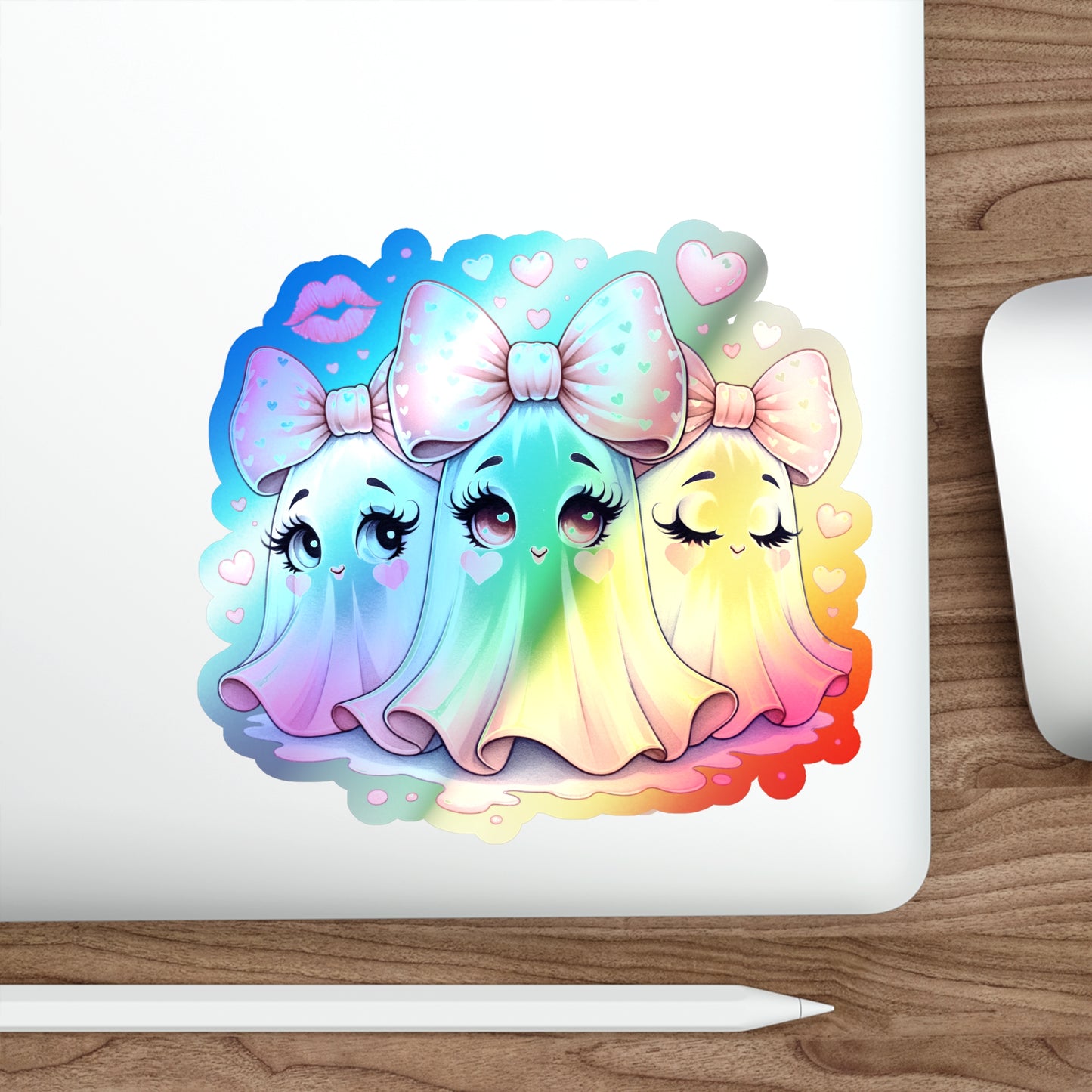 Pink Ghost Holographic Die-cut Stickers