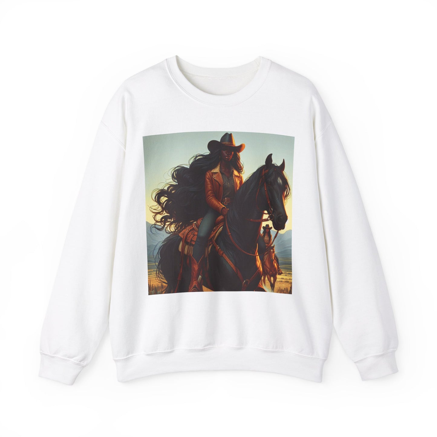 Unisex Black Cowgirl Crewneck Sweatshirt