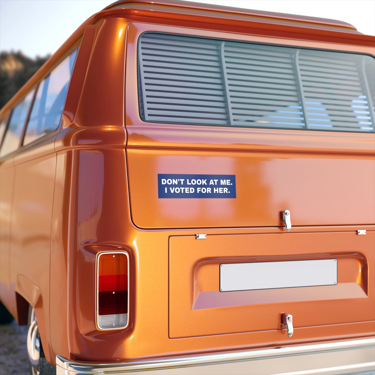 DON'T LOOK AT ME. I VOTED FOR HER. Bumper Stickers
