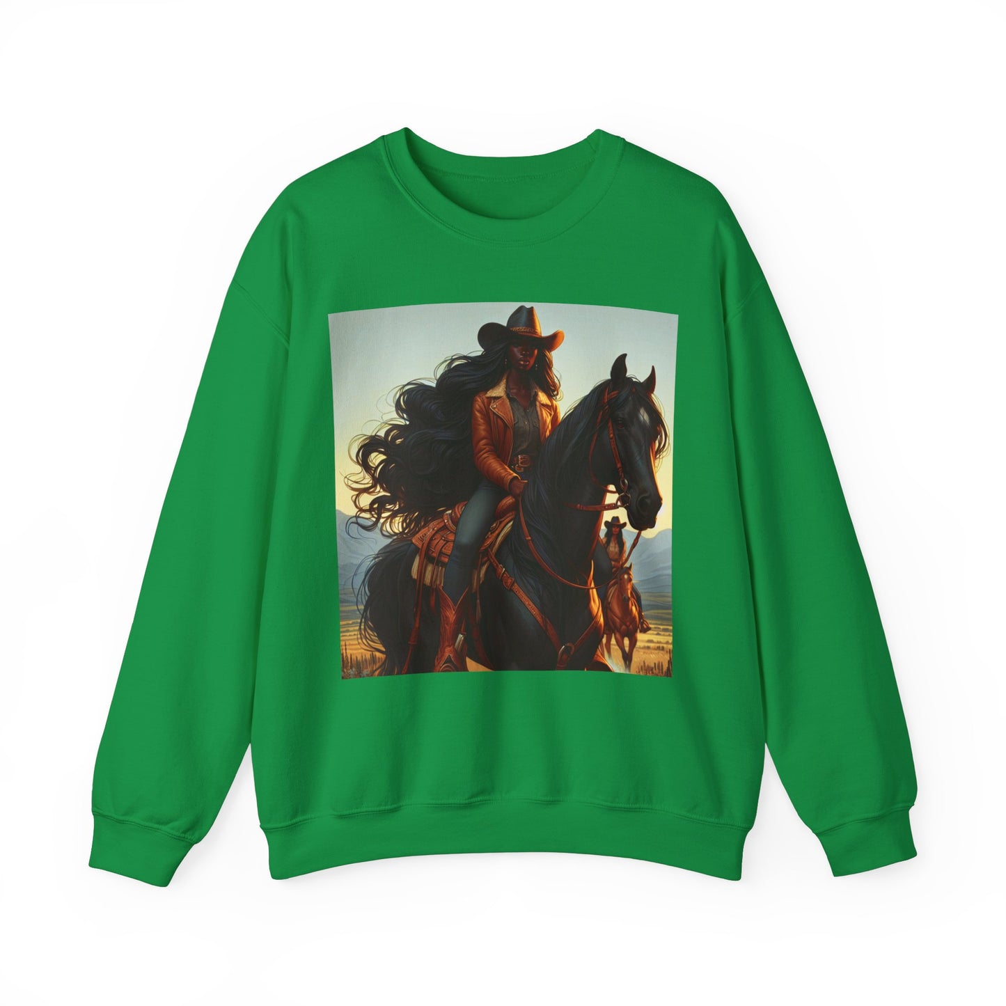Unisex Black Cowgirl Crewneck Sweatshirt