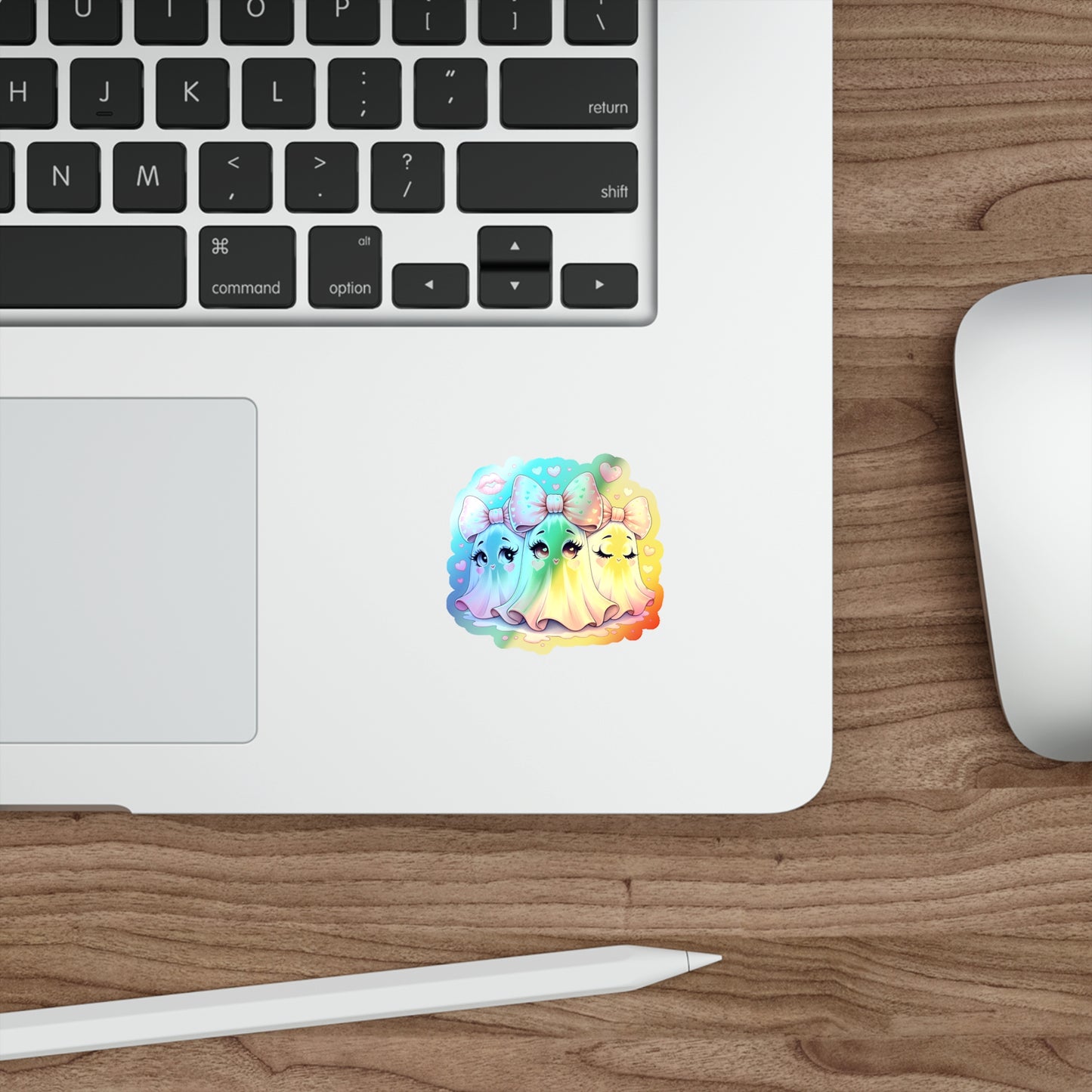 Pink Ghost Holographic Die-cut Stickers