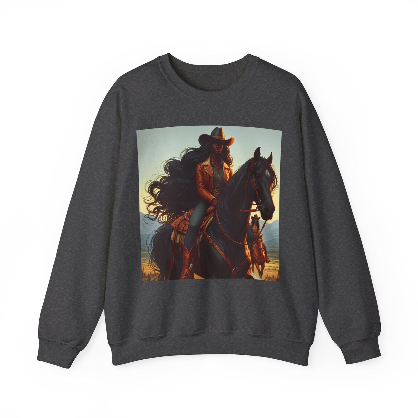 Unisex Black Cowgirl Crewneck Sweatshirt