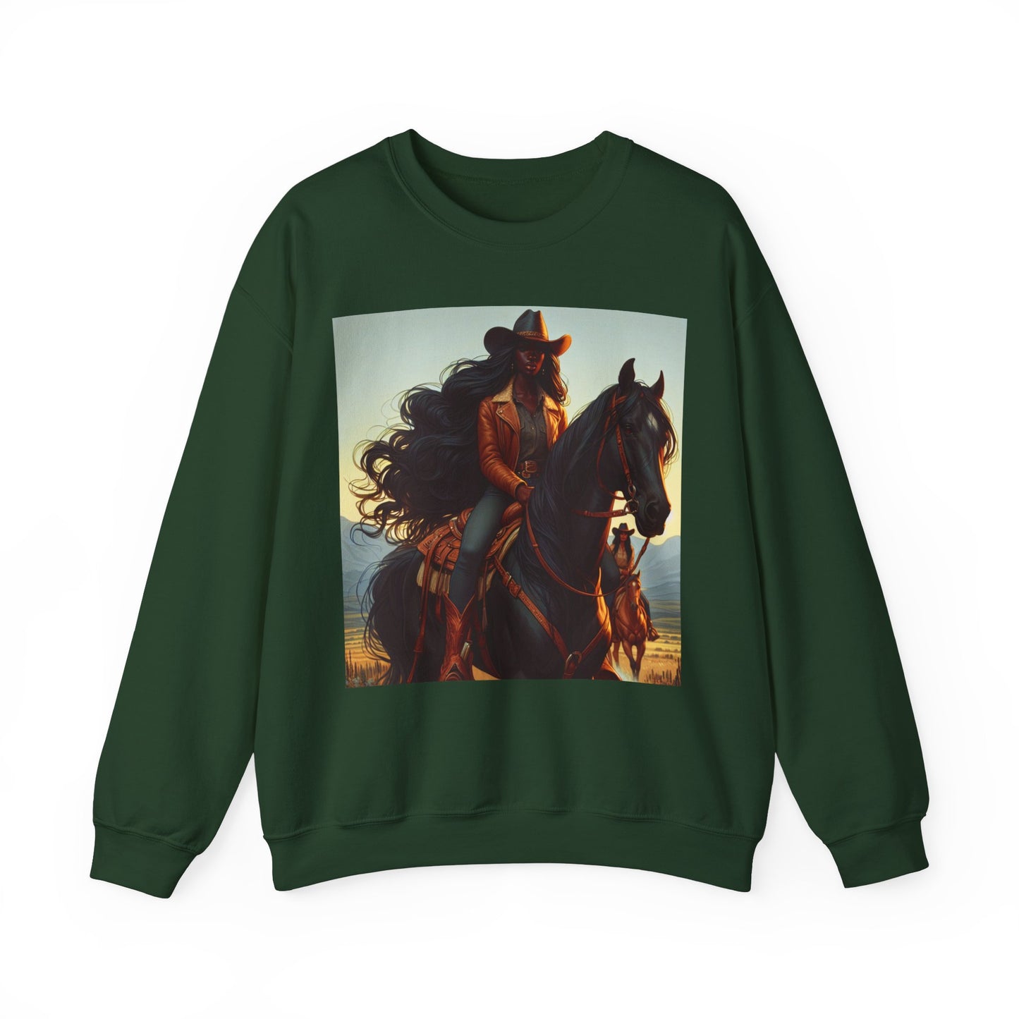 Unisex Black Cowgirl Crewneck Sweatshirt