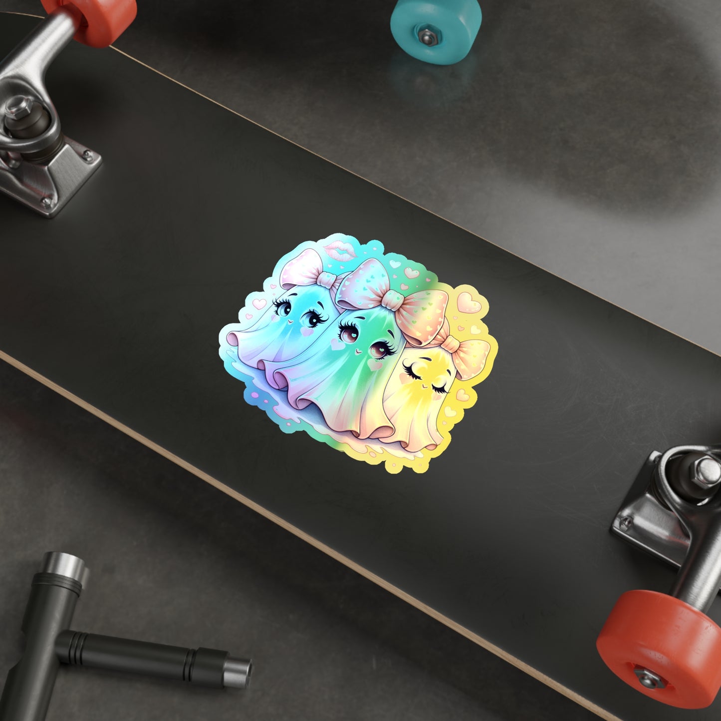 Pink Ghost Holographic Die-cut Stickers