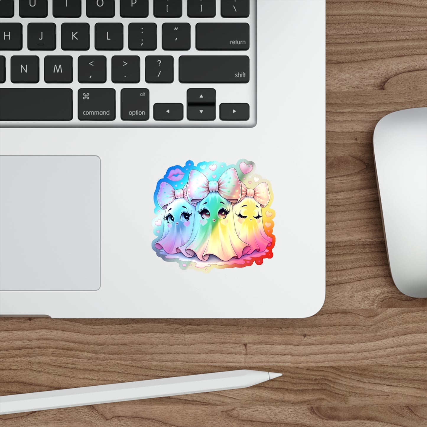 Pink Ghost Holographic Die-cut Stickers