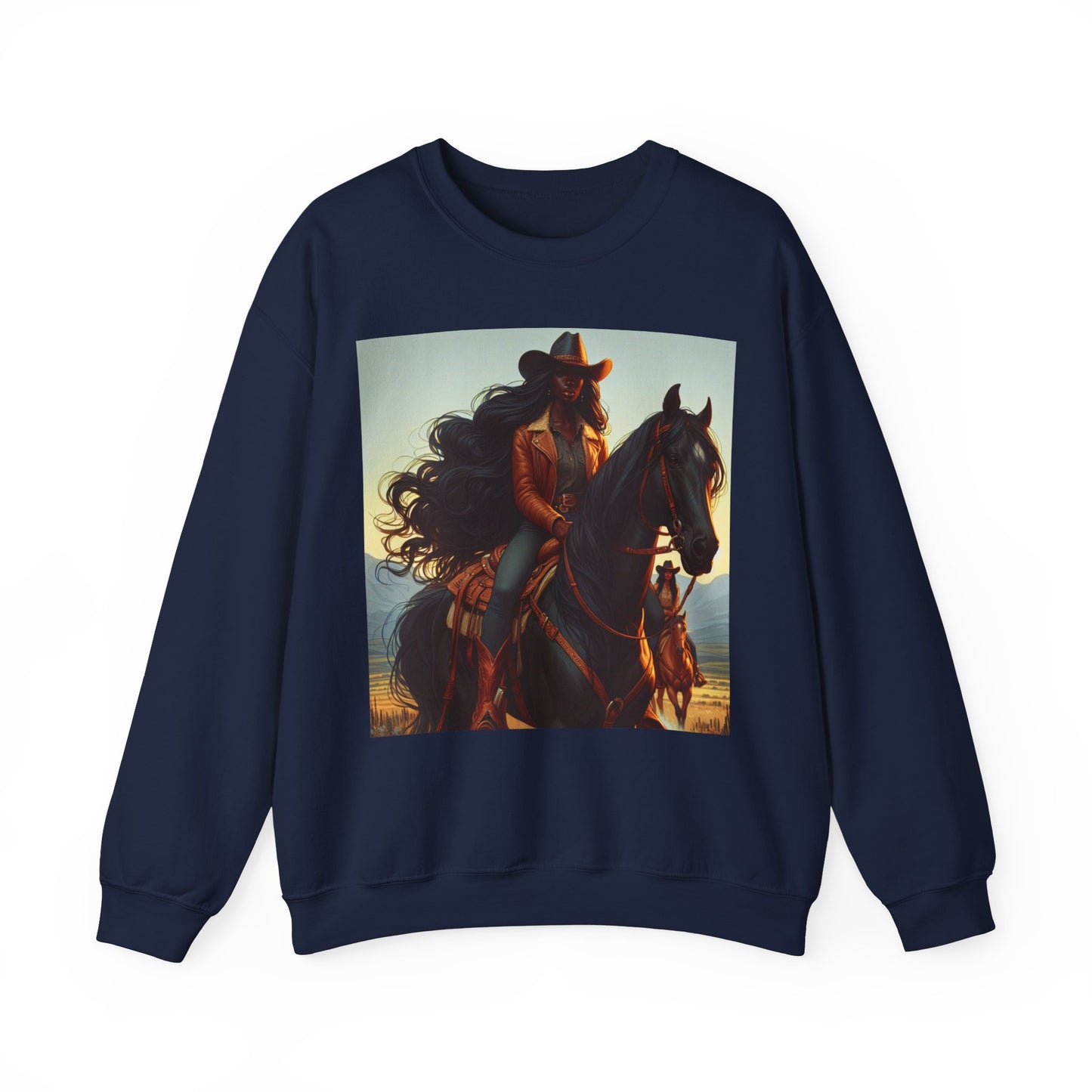 Unisex Black Cowgirl Crewneck Sweatshirt