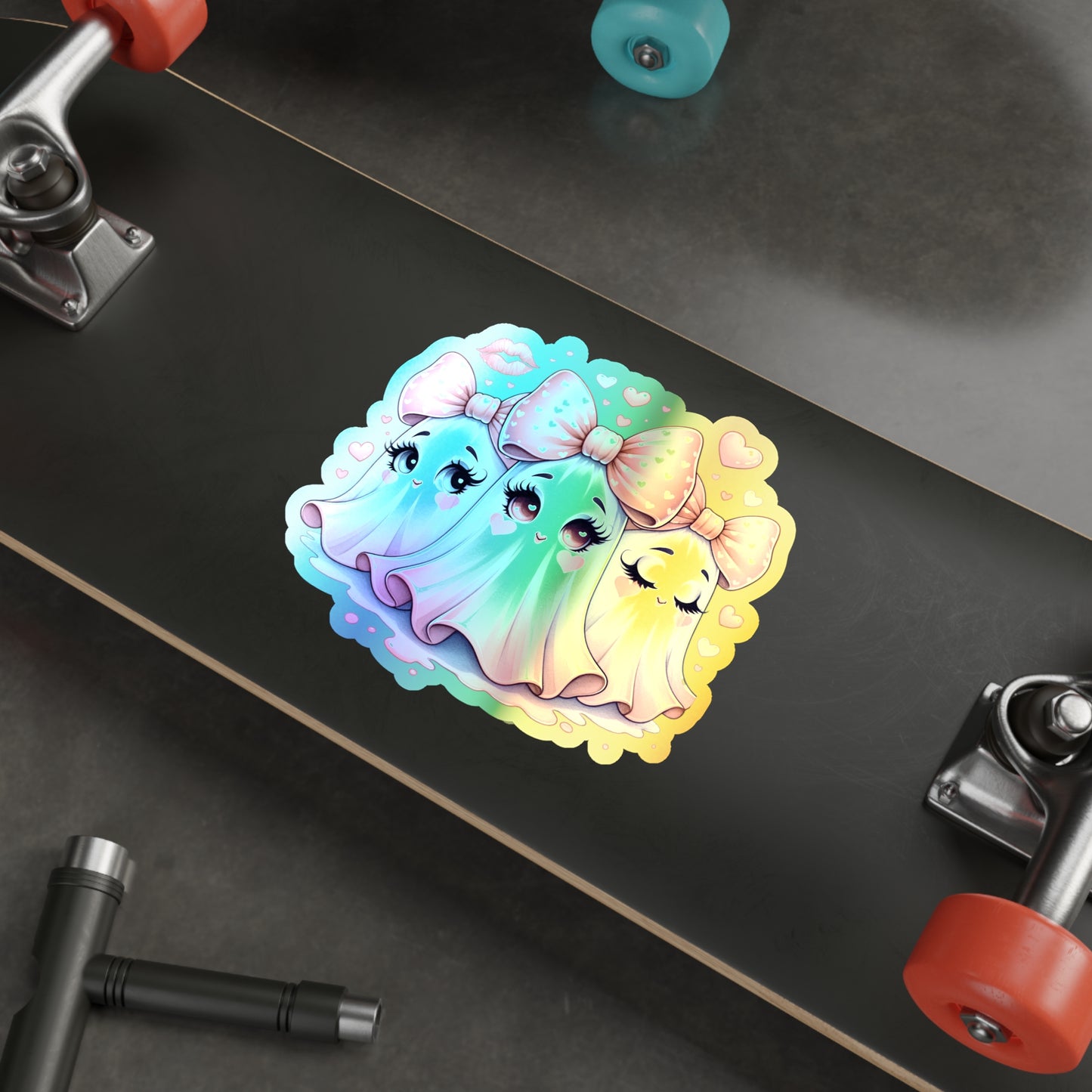Pink Ghost Holographic Die-cut Stickers