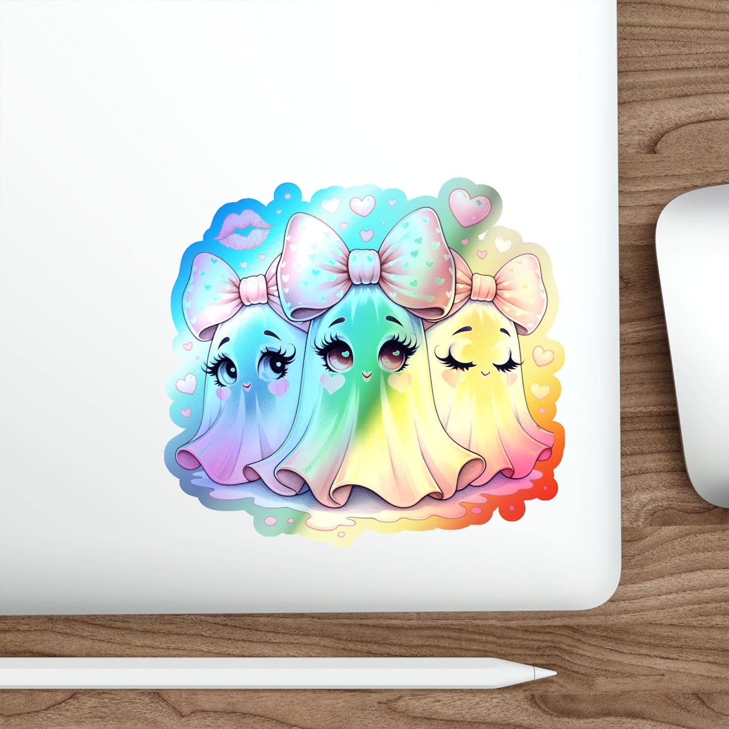 Pink Ghost Holographic Die-cut Stickers