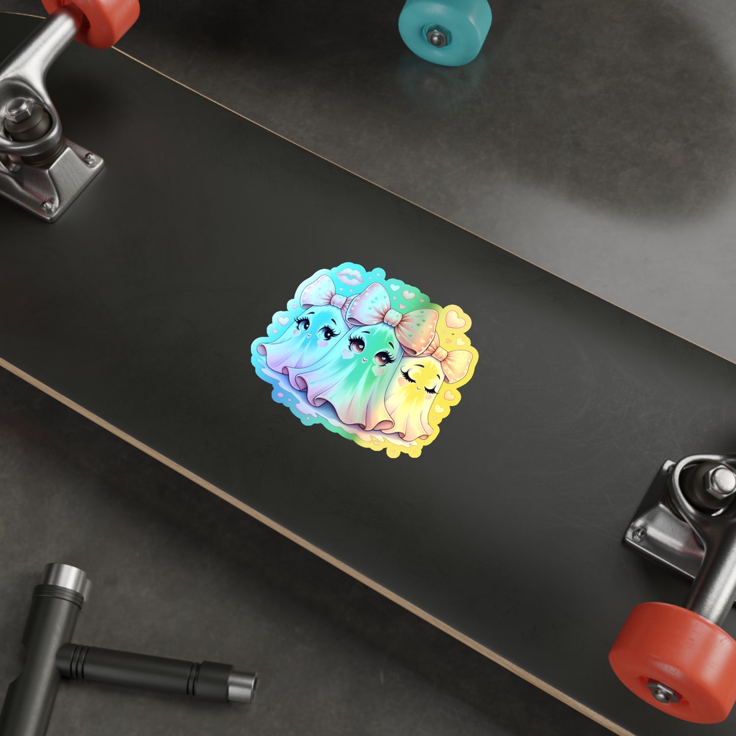 Pink Ghost Holographic Die-cut Stickers