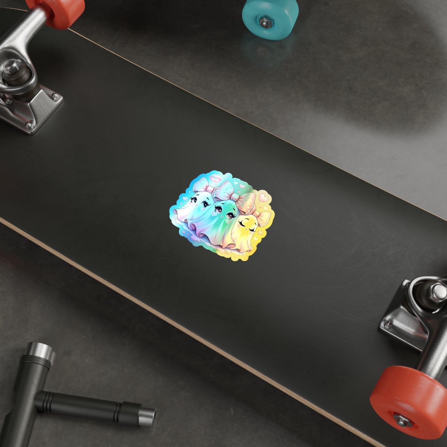 Pink Ghost Holographic Die-cut Stickers