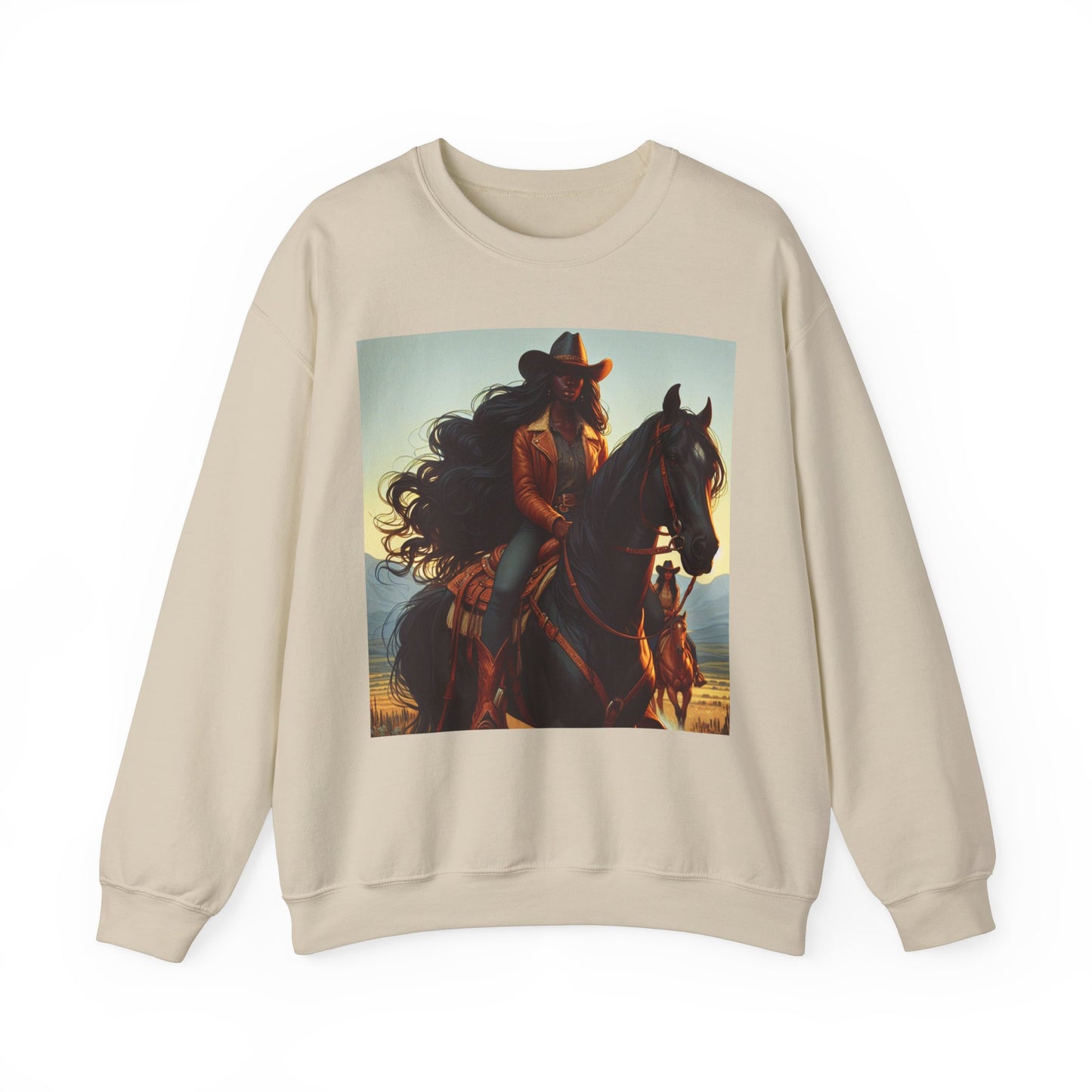 Unisex Black Cowgirl Crewneck Sweatshirt