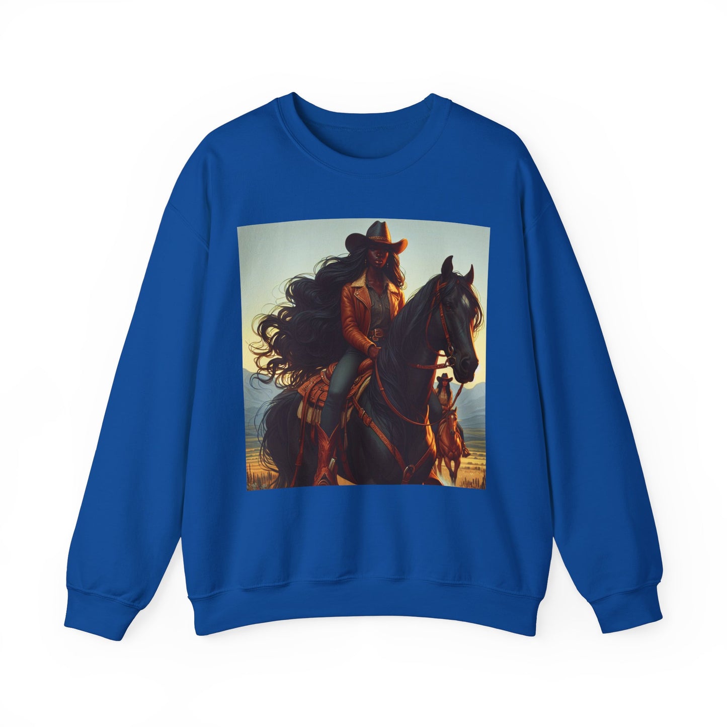 Unisex Black Cowgirl Crewneck Sweatshirt