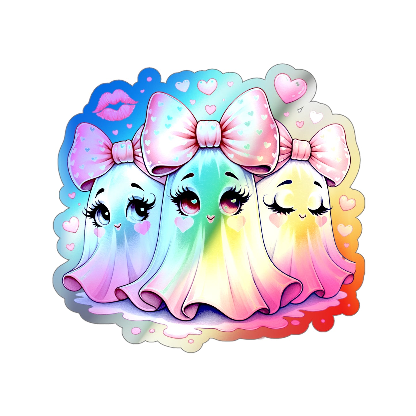 Pink Ghost Holographic Die-cut Stickers