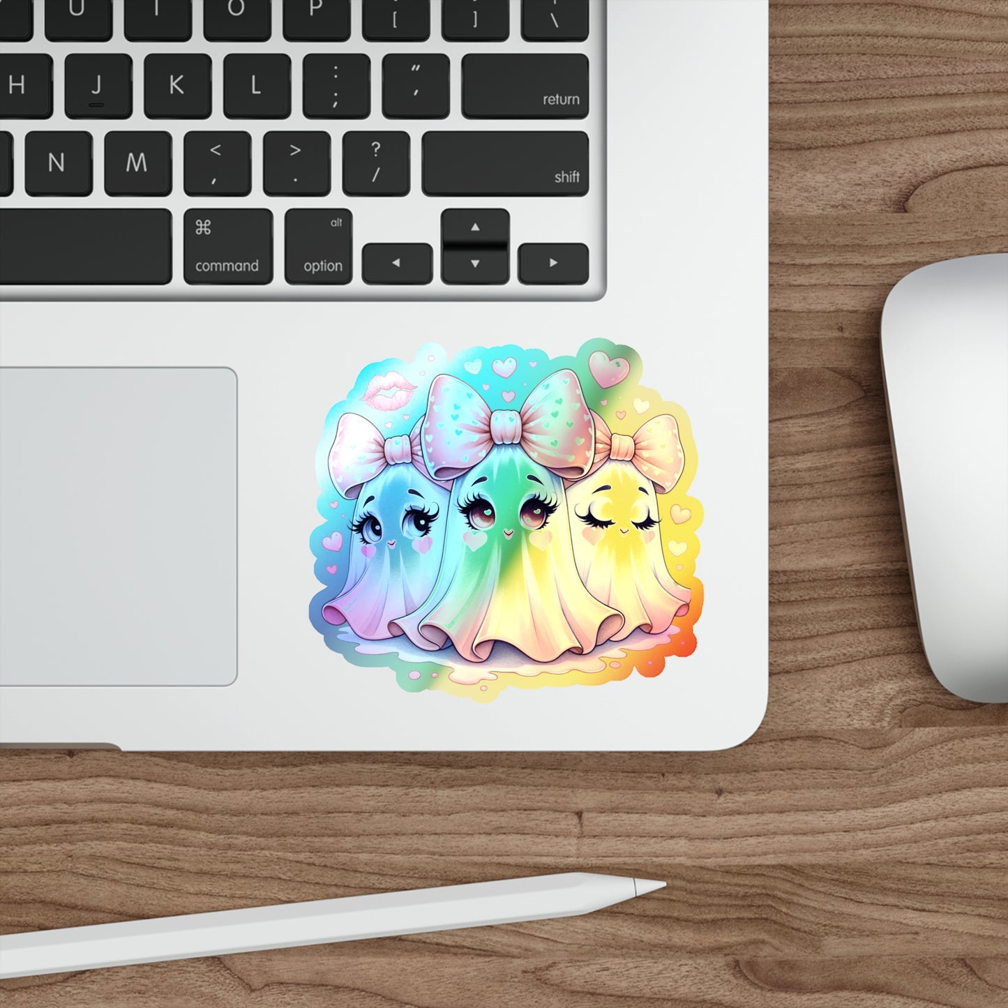 Pink Ghost Holographic Die-cut Stickers