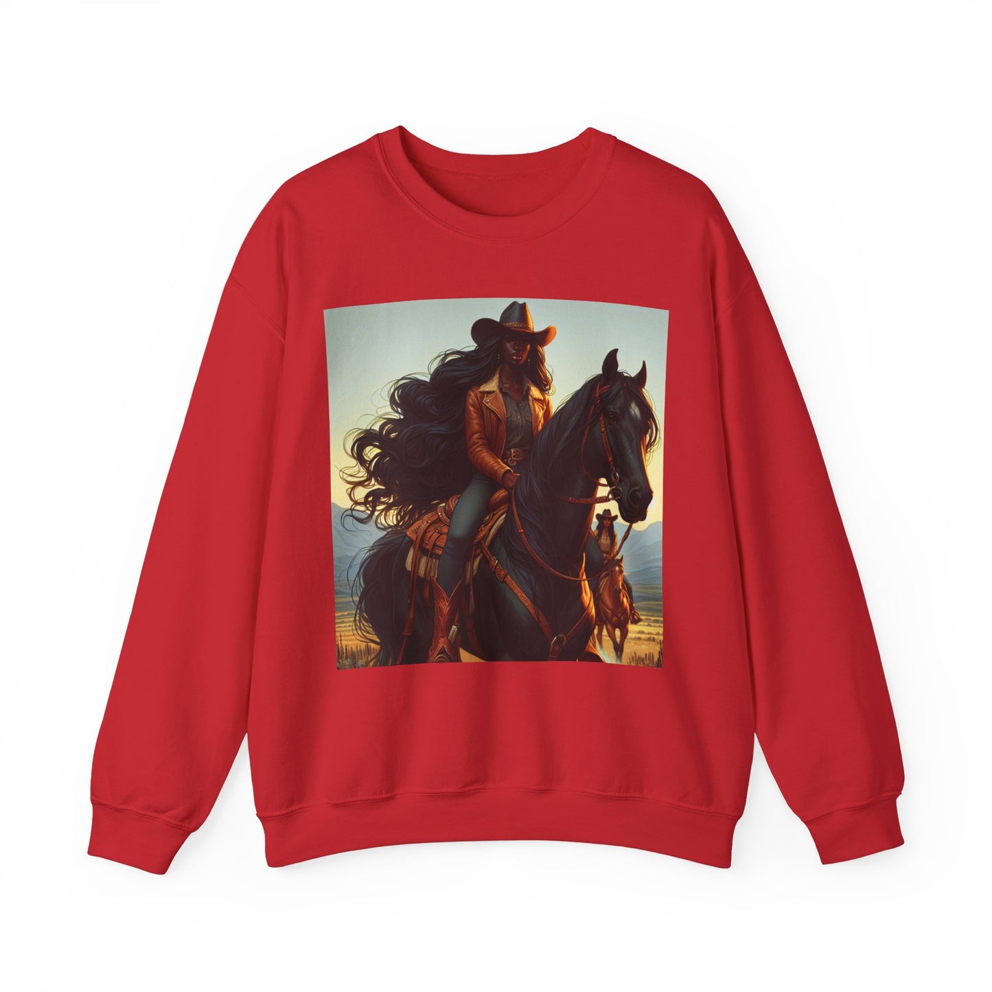 Unisex Black Cowgirl Crewneck Sweatshirt