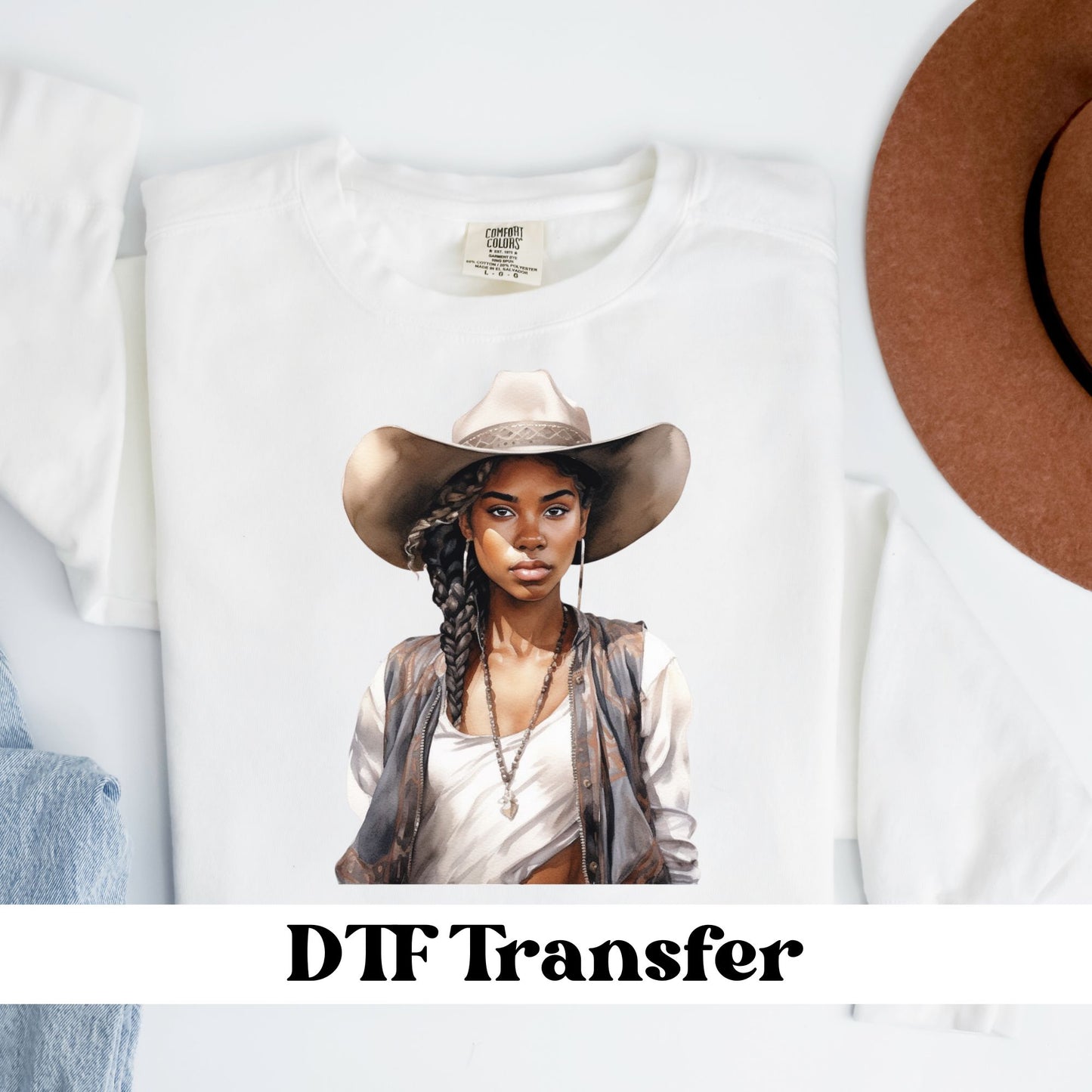Black Cowgirl DTF Transfer