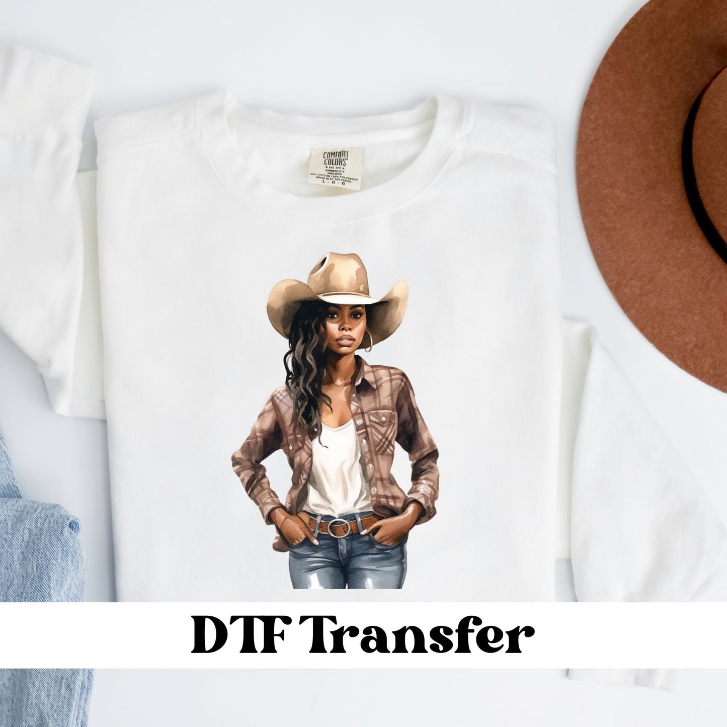 Black Cowgirl DTF Transfer