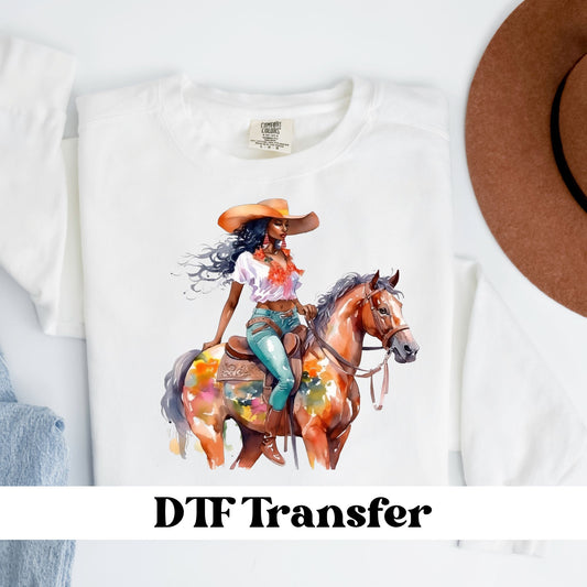 Black Cowgirl DTF Transfer