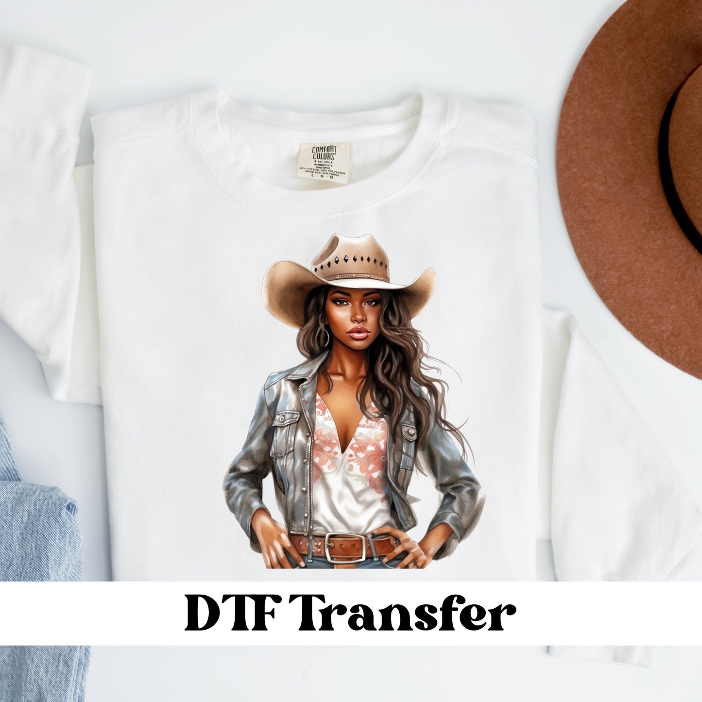 Black Cowgirl DTF Transfer