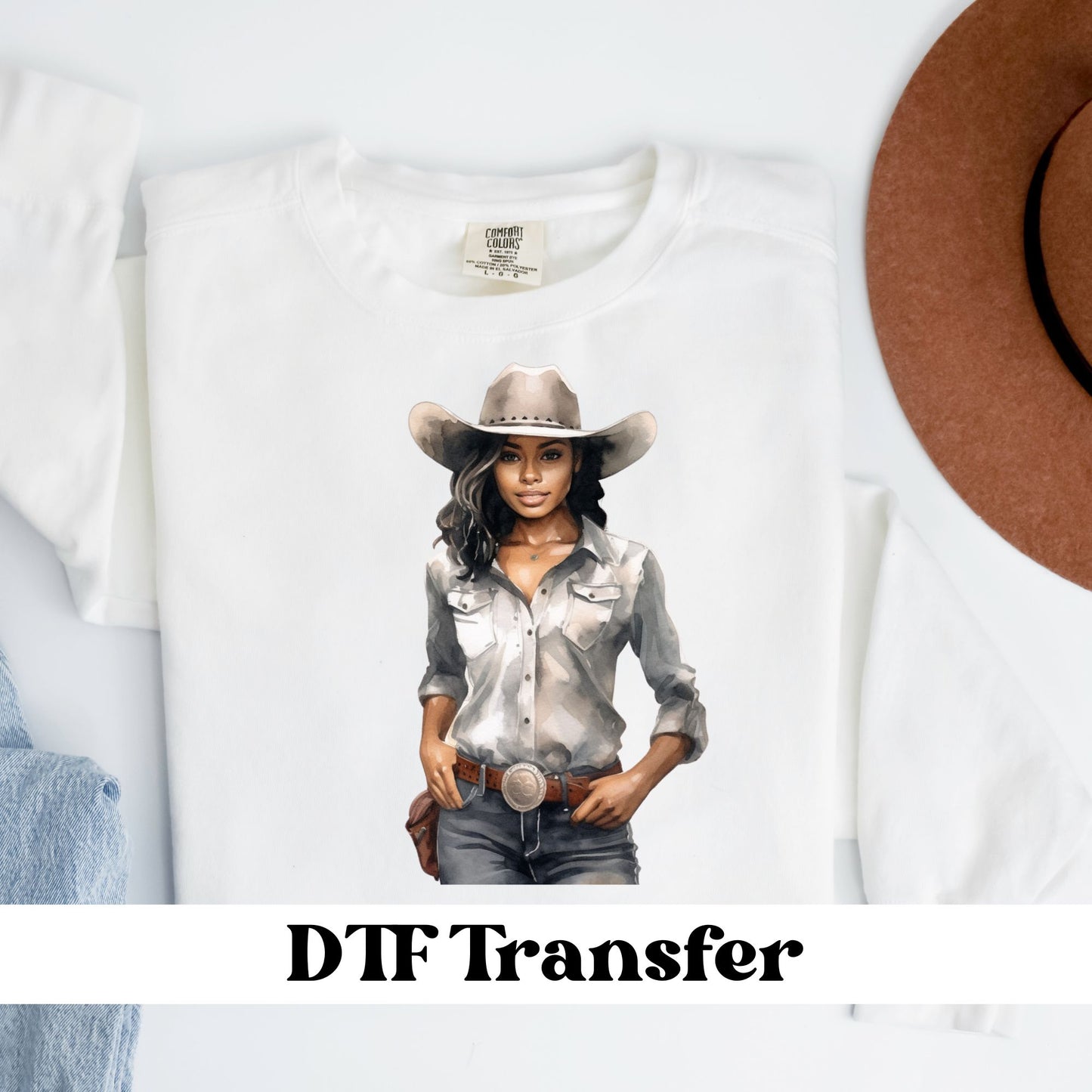 Black Cowgirl DTF Transfer
