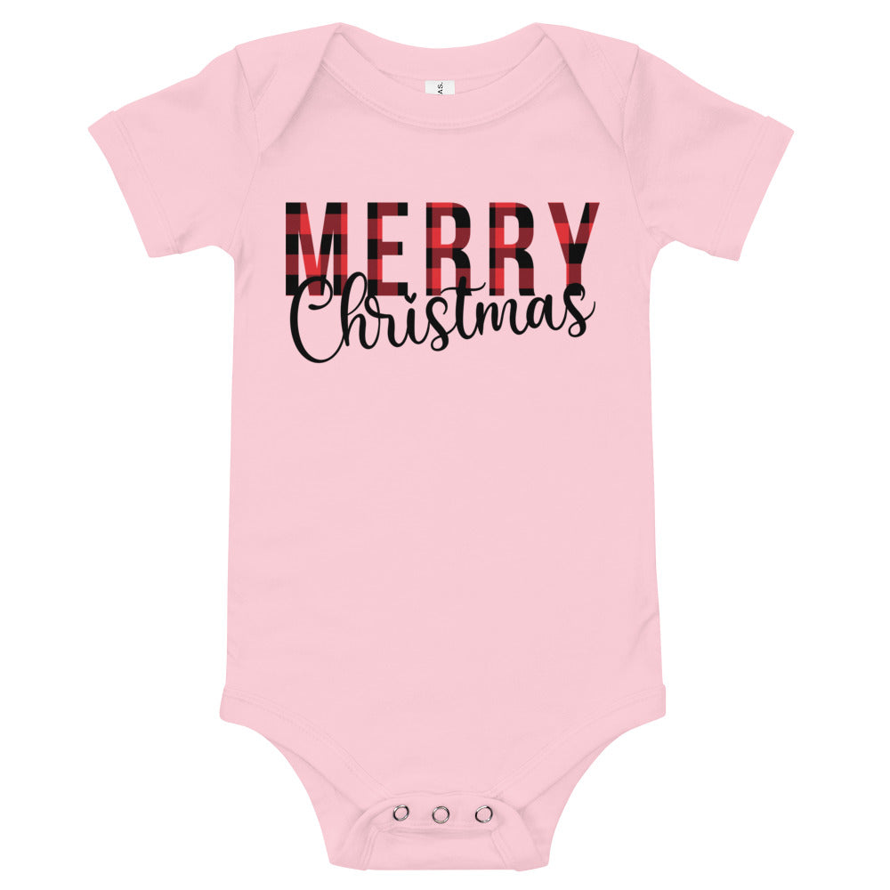 Plaid Merry Christmas Premium Soft Onesie