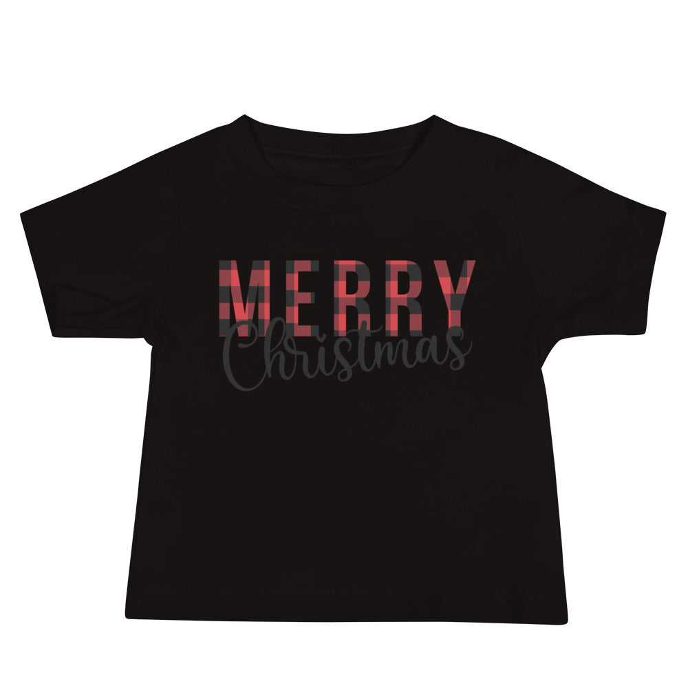 Plaid Merry Christmas Premium Soft Baby Tee