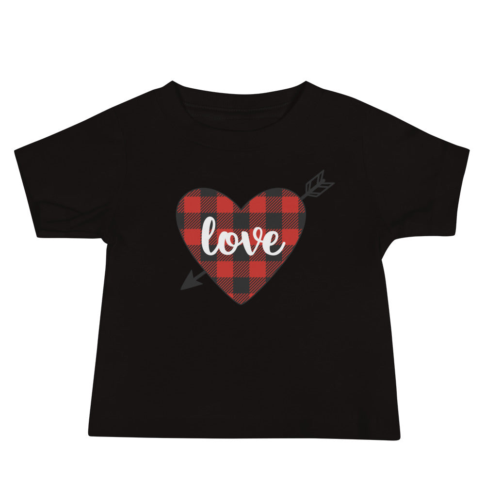 Plaid Heart Love Premium Soft Baby Tee