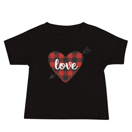 Plaid Heart Love Premium Soft Baby Tee