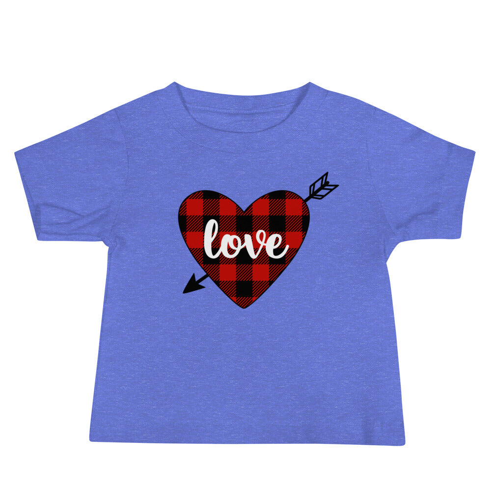 Plaid Heart Love Premium Soft Baby Tee