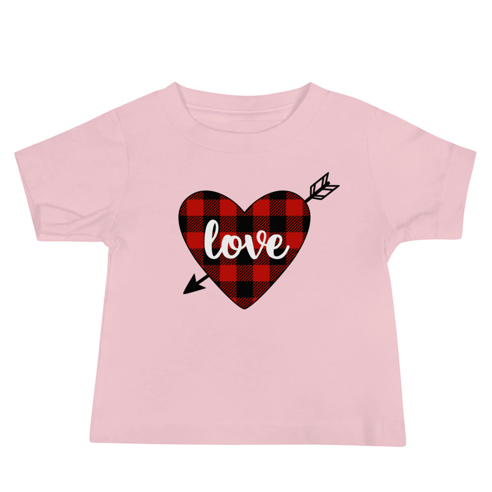Plaid Heart Love Premium Soft Baby Tee