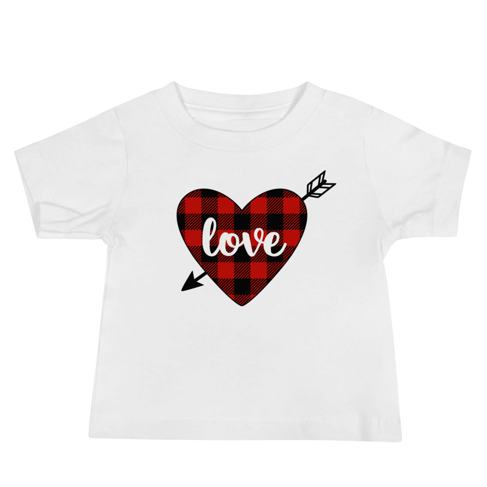 Plaid Heart Love Premium Soft Baby Tee