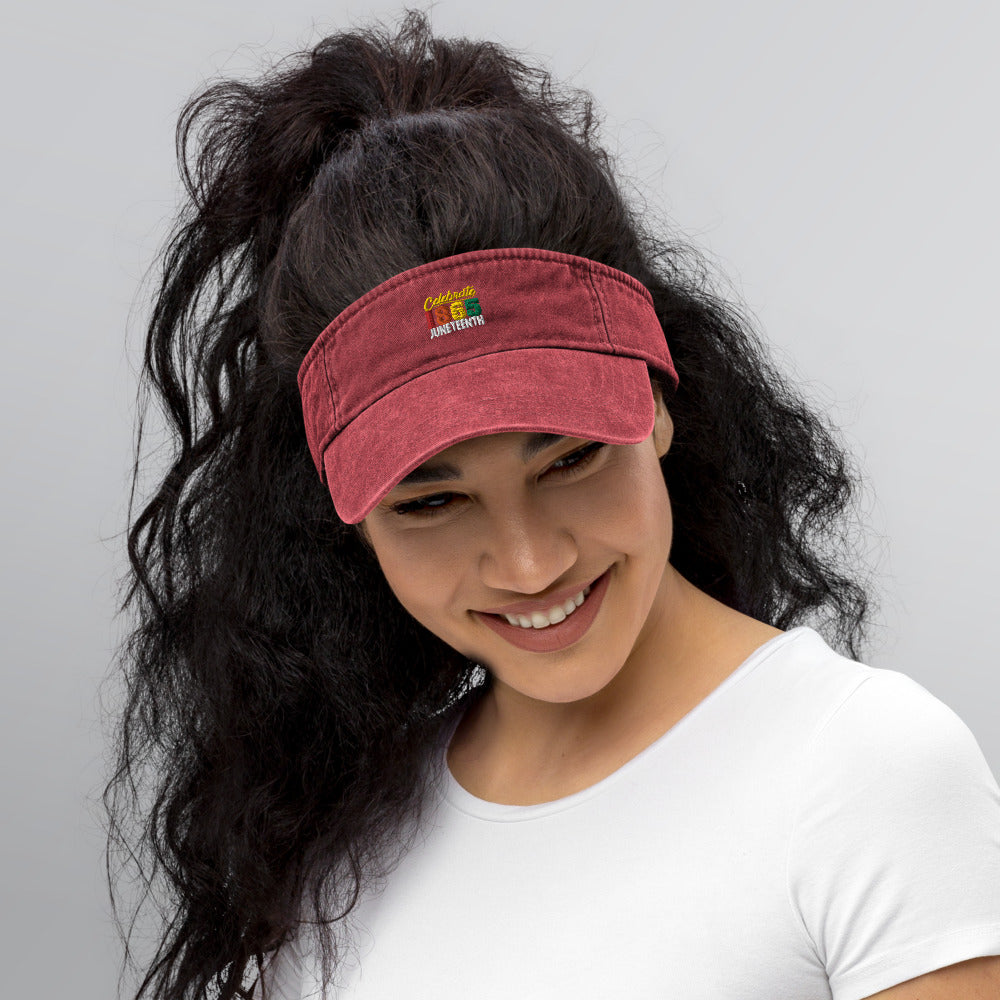 Celebrate 1865 Juneteenth Embroidered Denim Visor