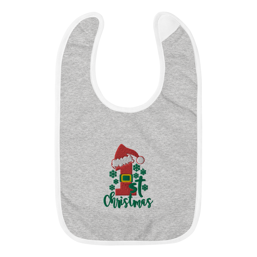 1st Christmas Embroidered Baby Bib