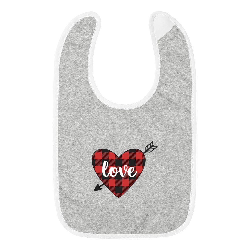 Plaid Heart Embroidered Baby Bib