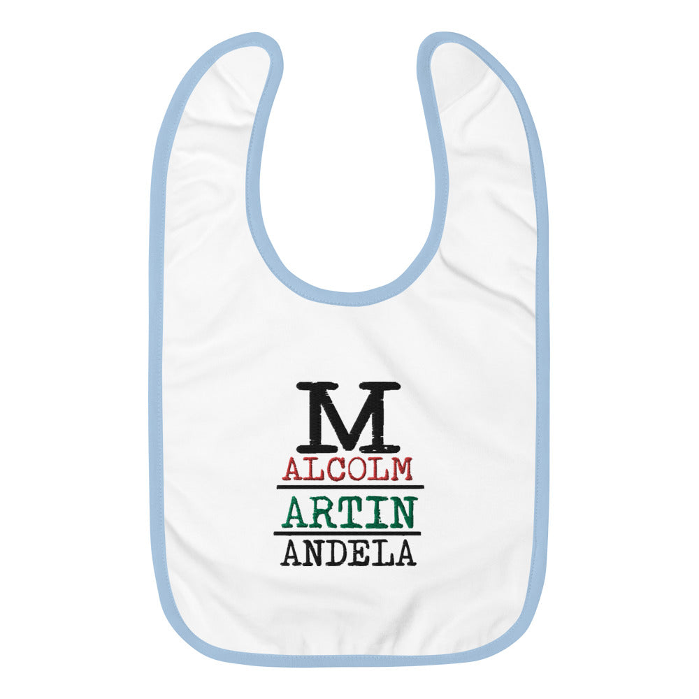 Malcolm Martin Mandela Embroidered Baby Bib