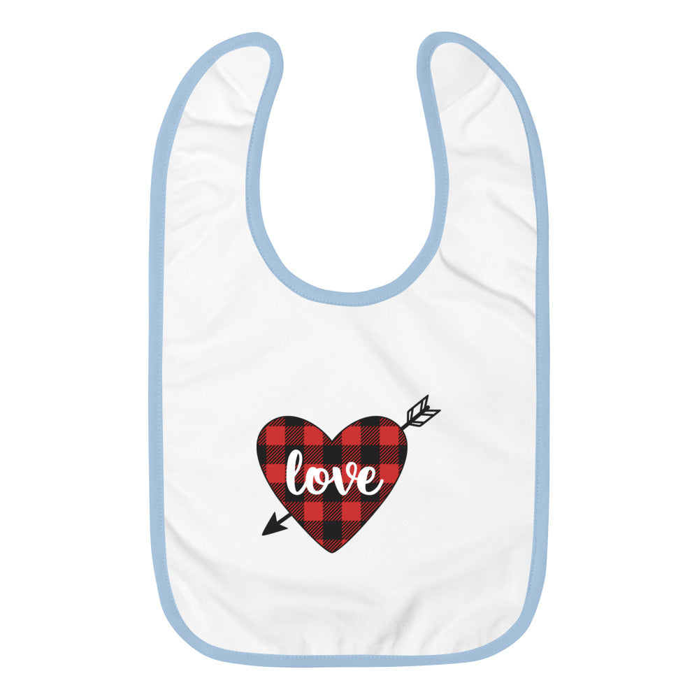Plaid Heart Embroidered Baby Bib