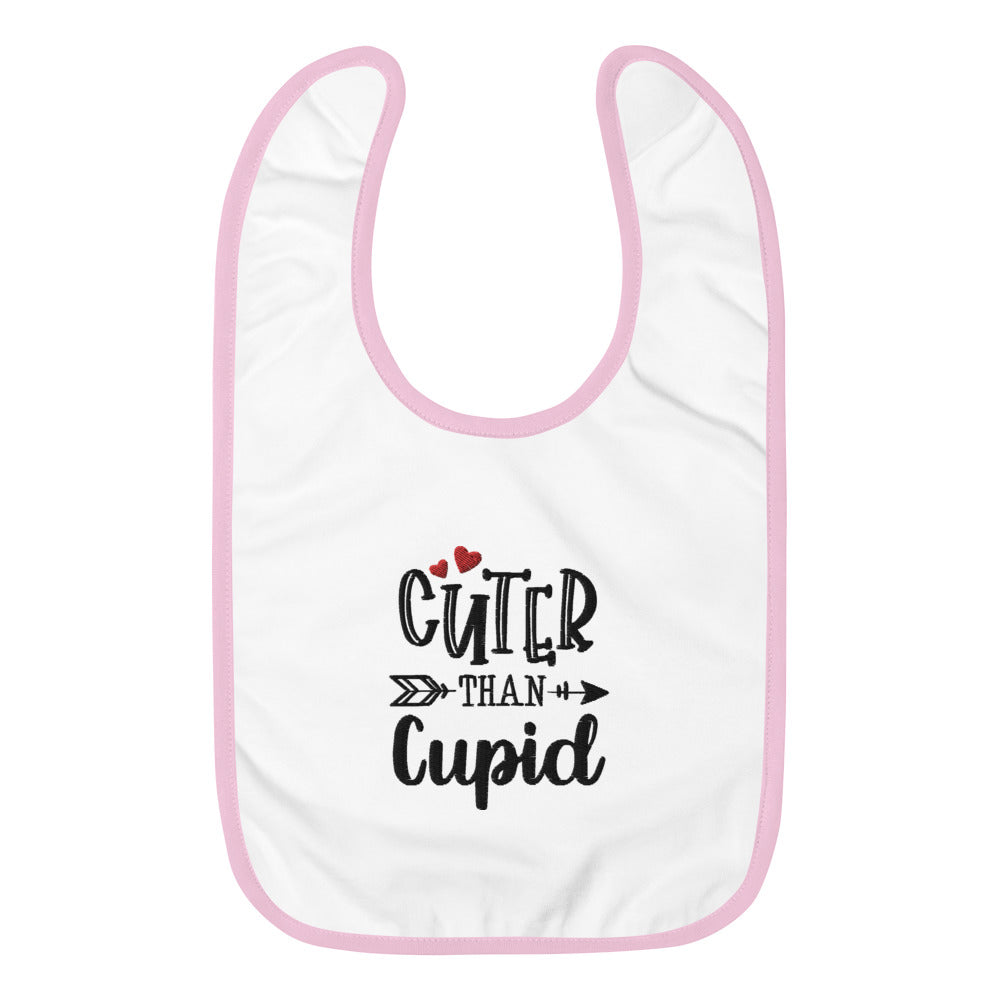Cuter Than Cupid Embroidered Baby Bib