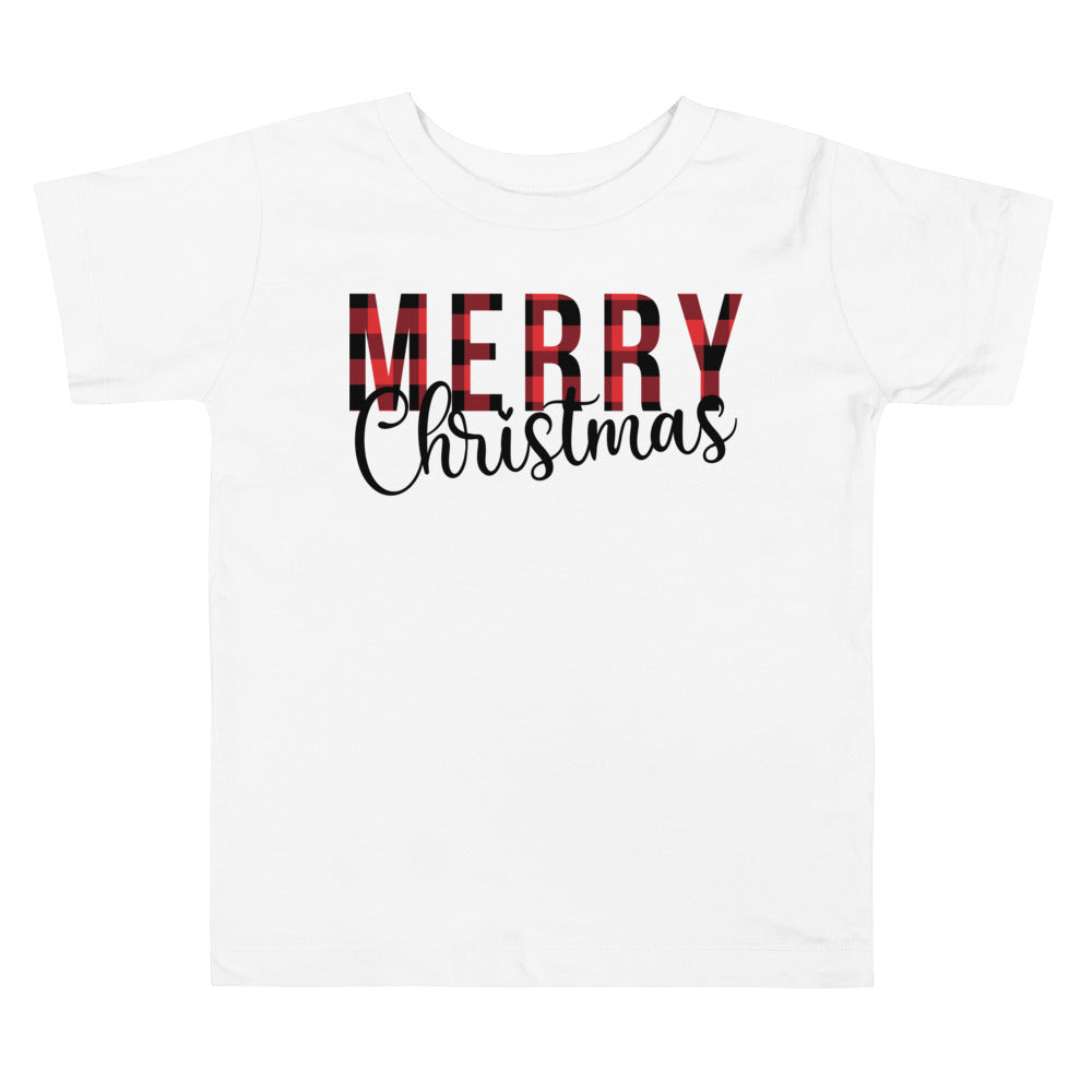 Plaid Merry Christmas Toddler Short Sleeve Tee