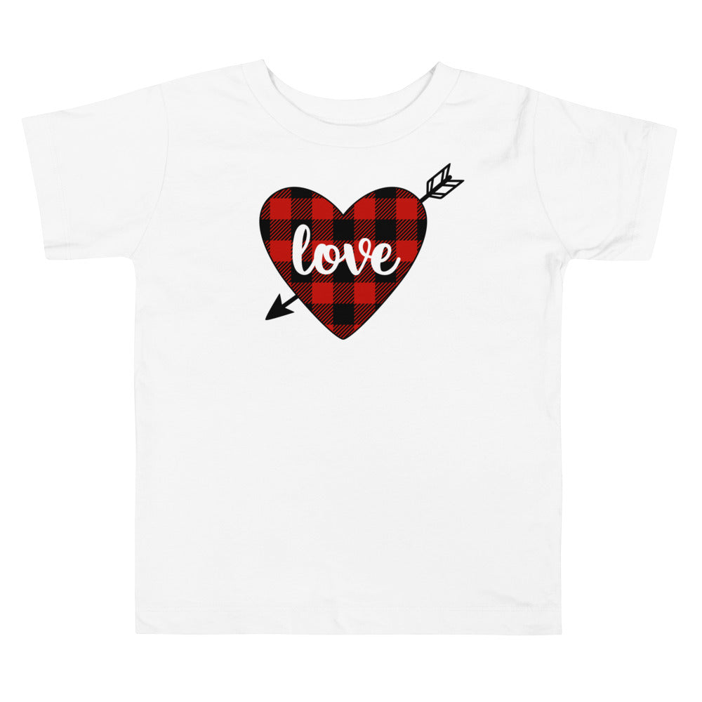 Plaid Heart Love Premium Soft Toddler Tee