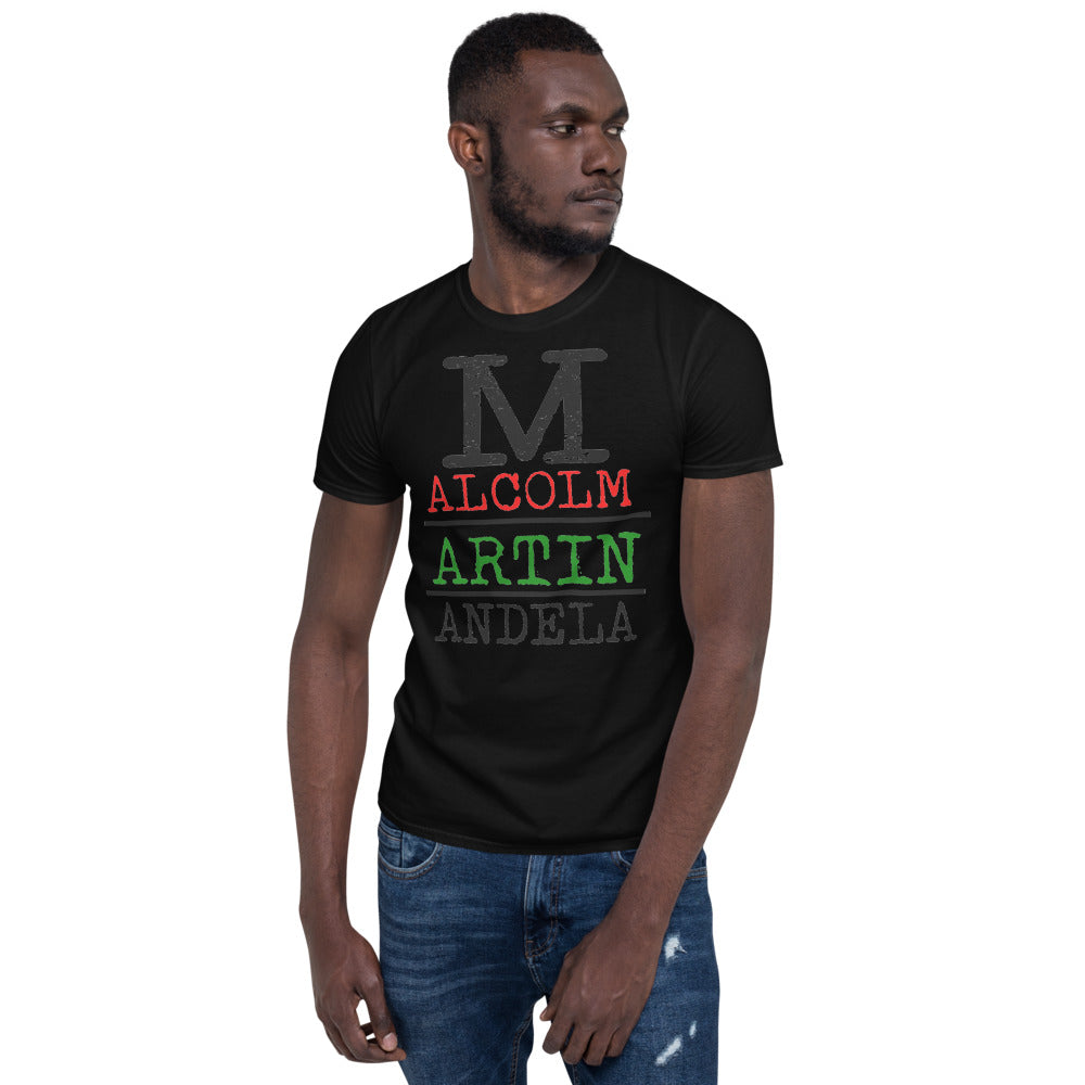 Malcolm Martin Mandela Softstyle Unisex Tee - Black Design