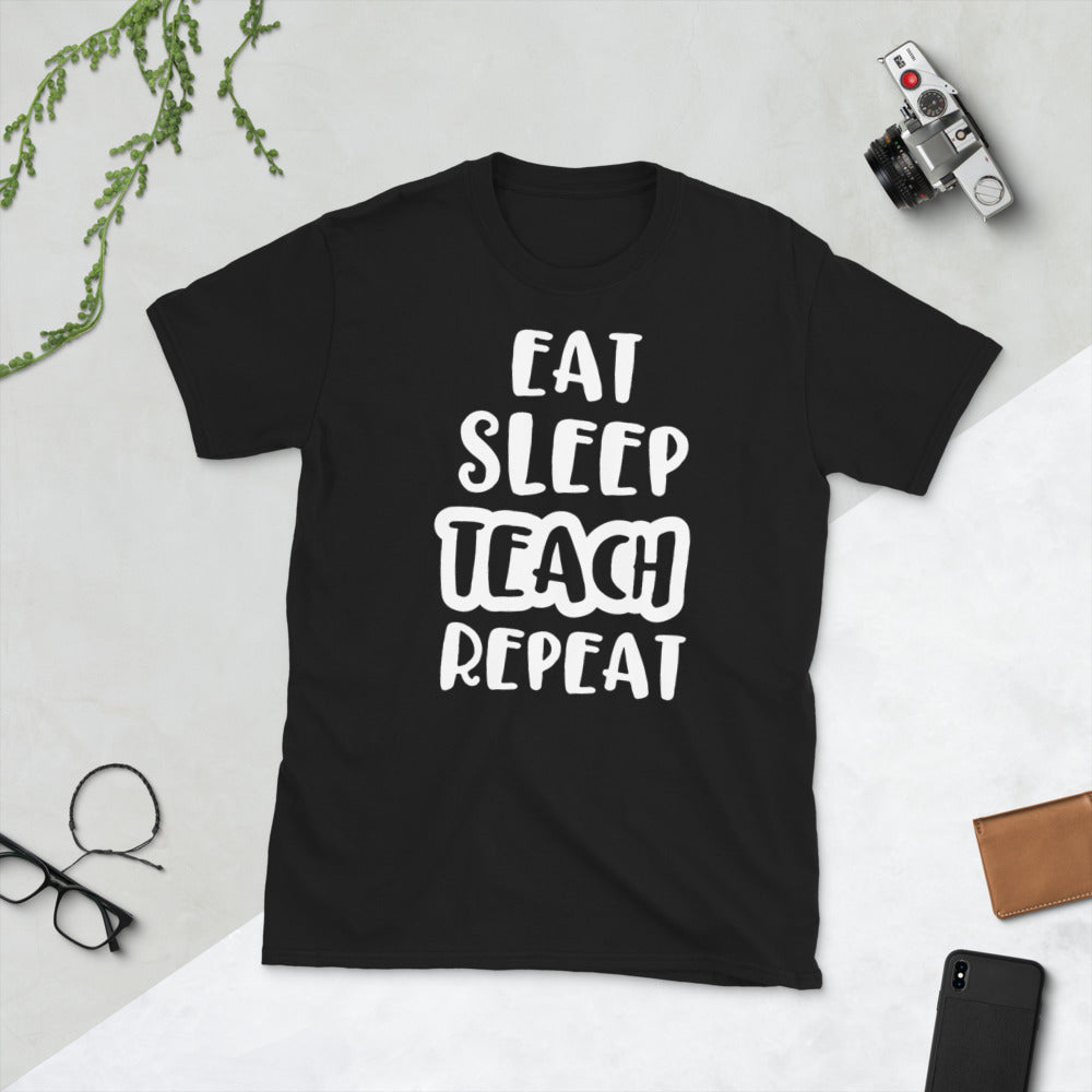 Eat Sleep Teach Repeat Softstyle Unisex Tee