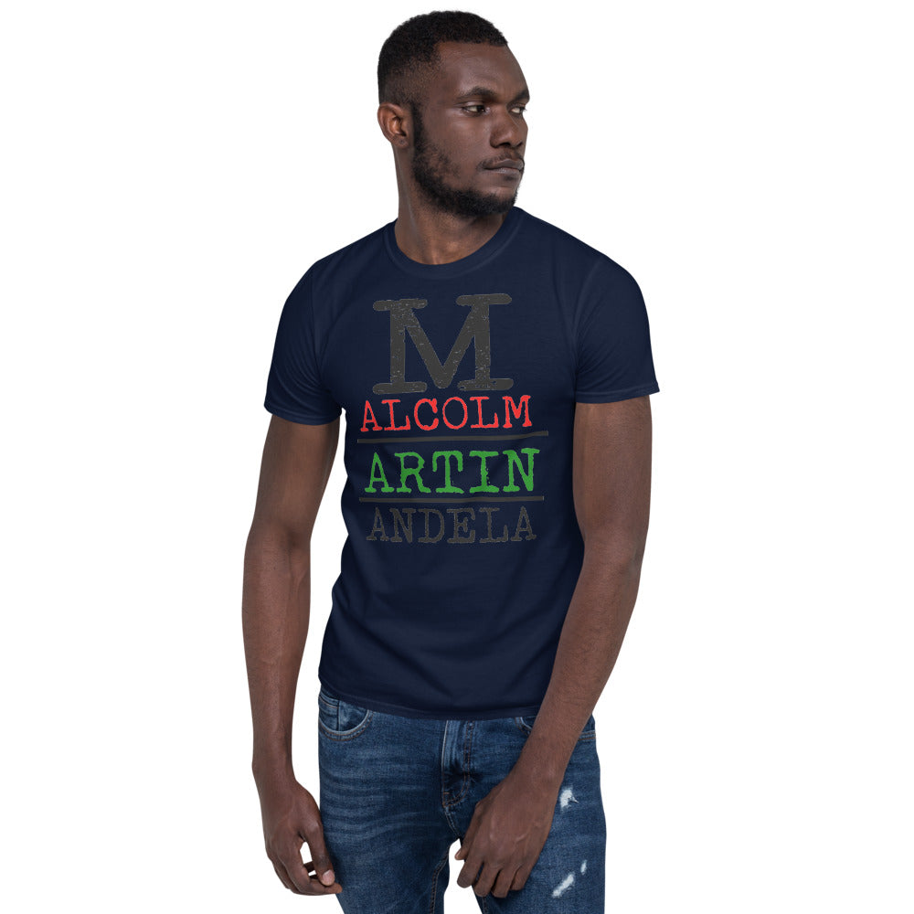 Malcolm Martin Mandela Softstyle Unisex Tee - Black Design