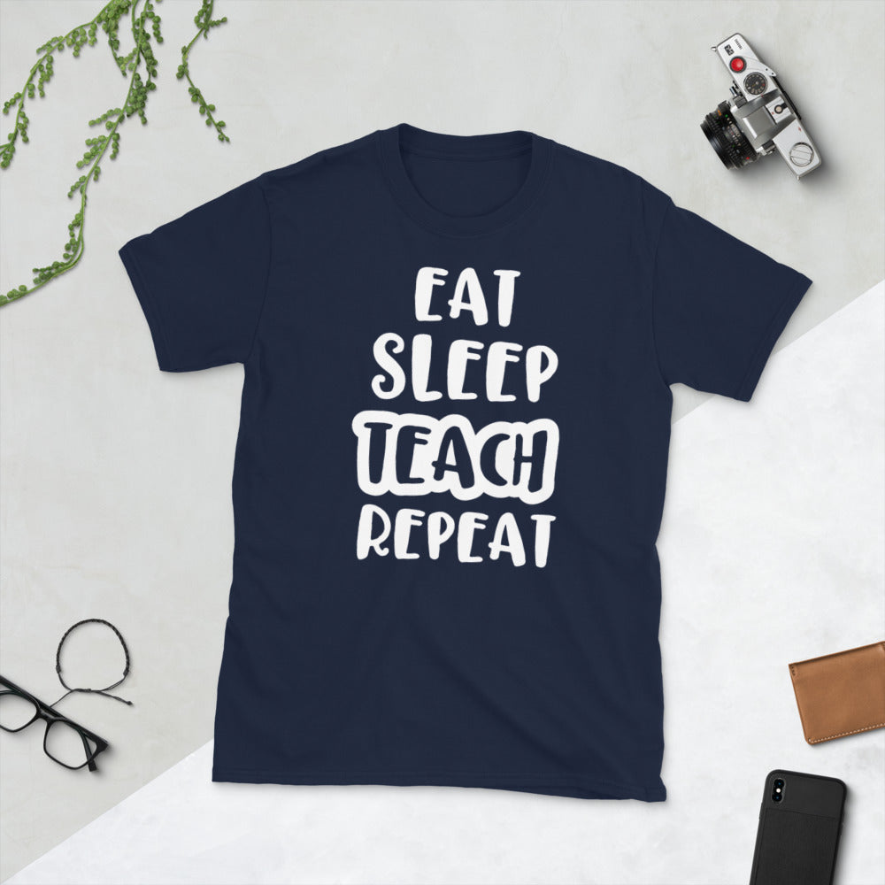 Eat Sleep Teach Repeat Softstyle Unisex Tee