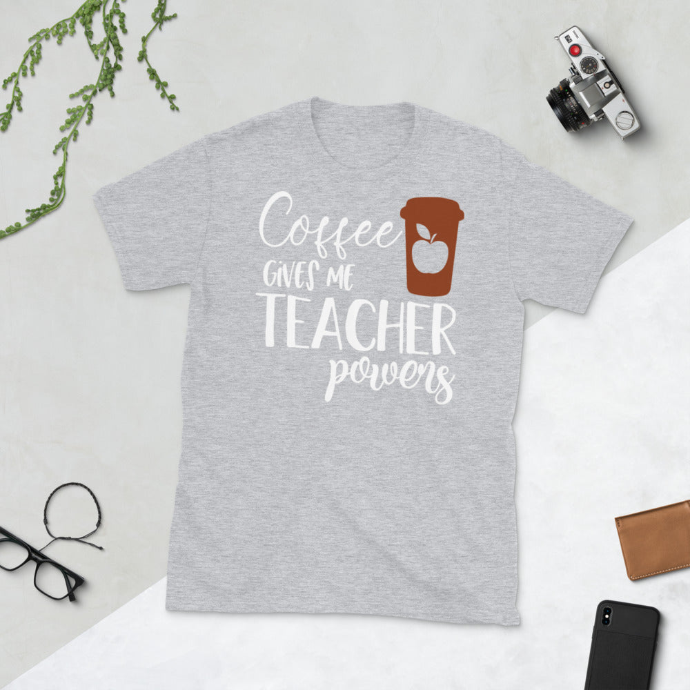 Coffee Gives Me Teacher Powers Softstyle Unisex Tee