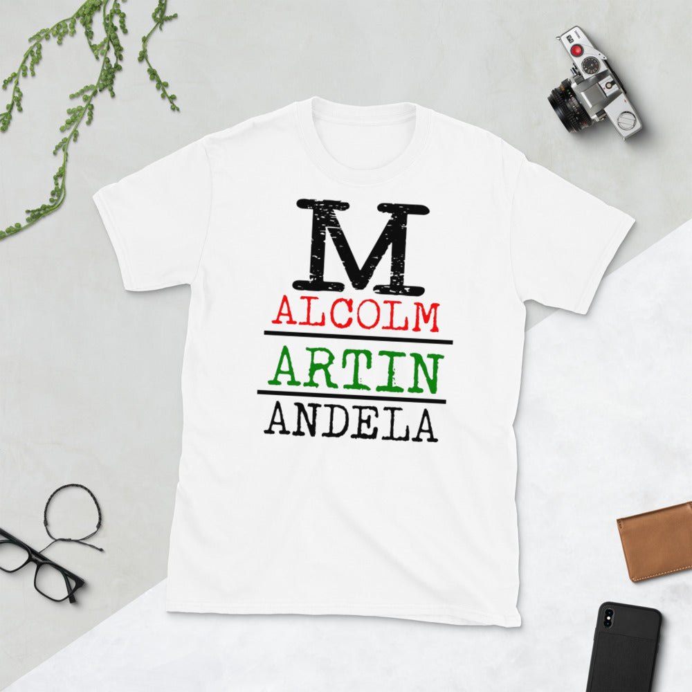 Malcolm Martin Mandela Softstyle Unisex Tee - Black Design