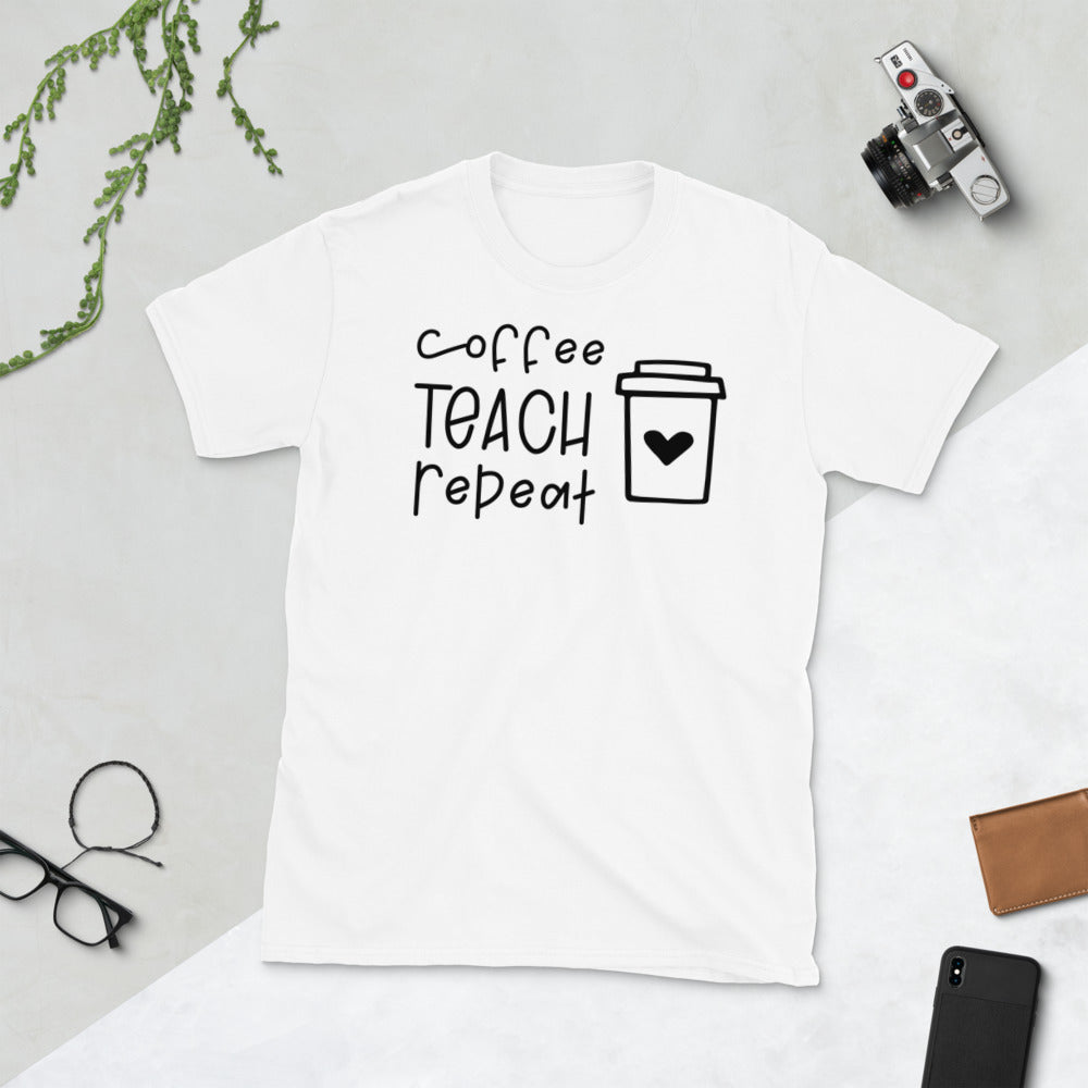 Coffee Teach Repeat Softstyle Unisex Tee