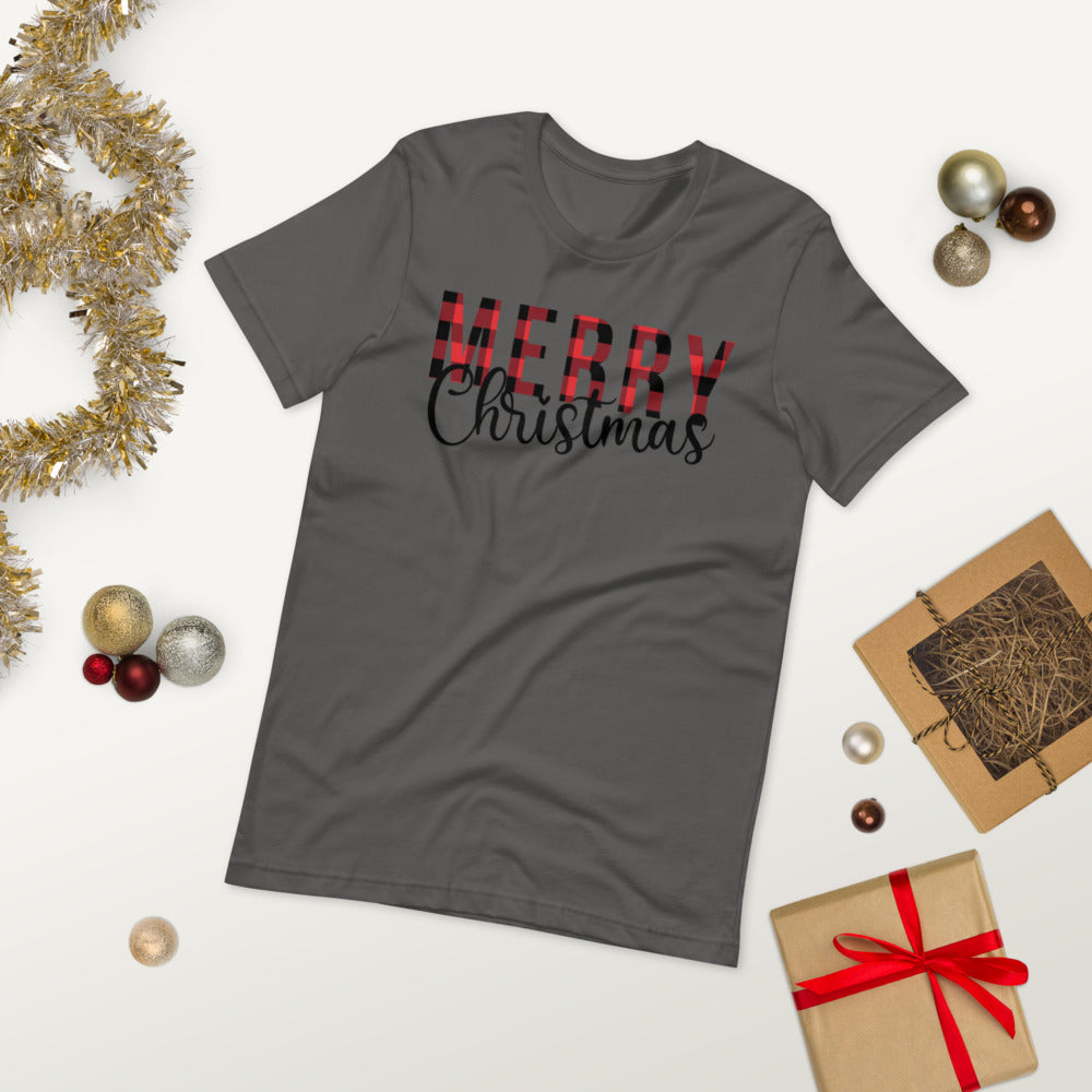 Plaid Merry Christmas Premium Soft Unisex Tee