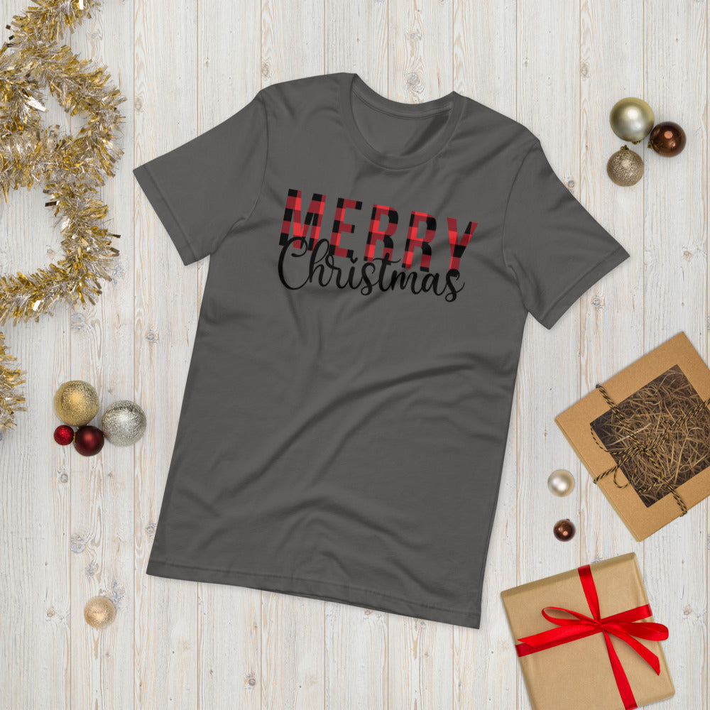 Plaid Merry Christmas Premium Soft Unisex Tee
