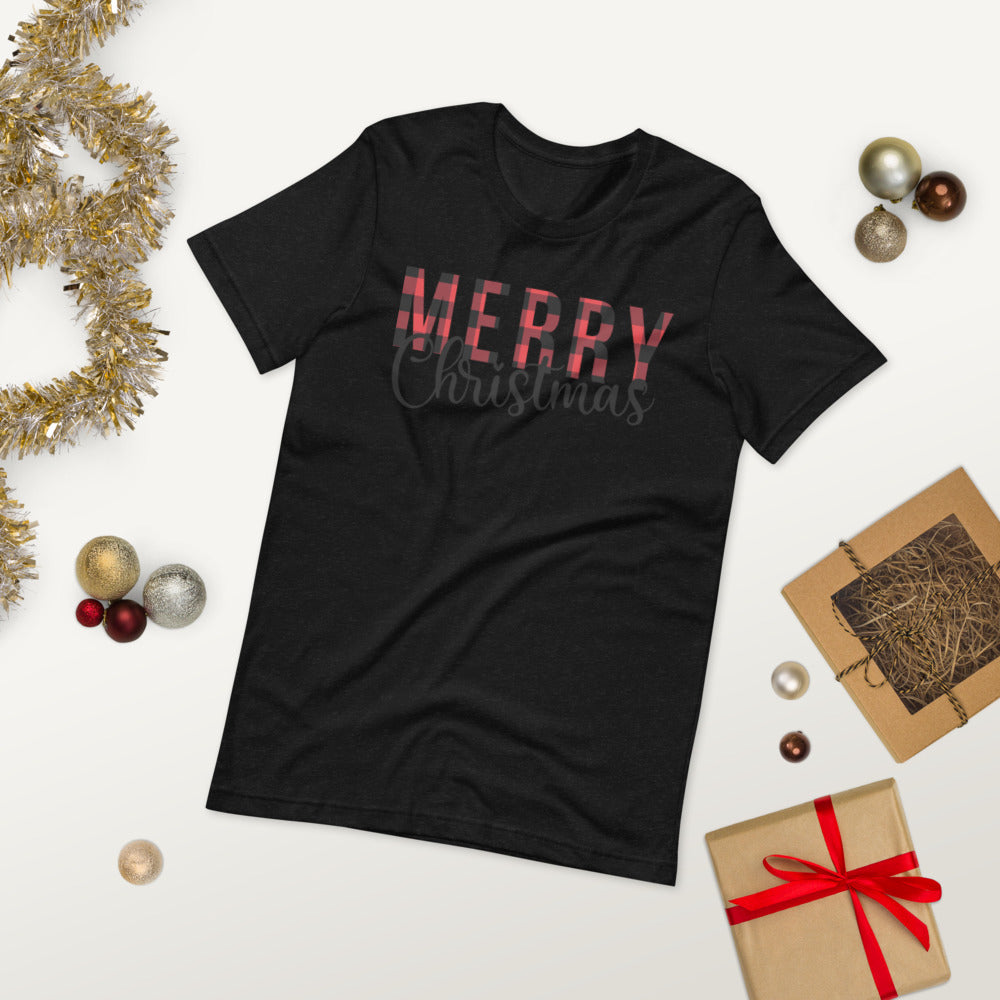 Plaid Merry Christmas Premium Soft Unisex Tee