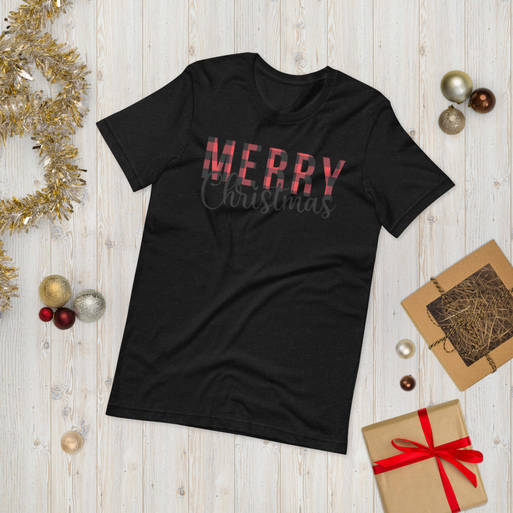 Plaid Merry Christmas Premium Soft Unisex Tee